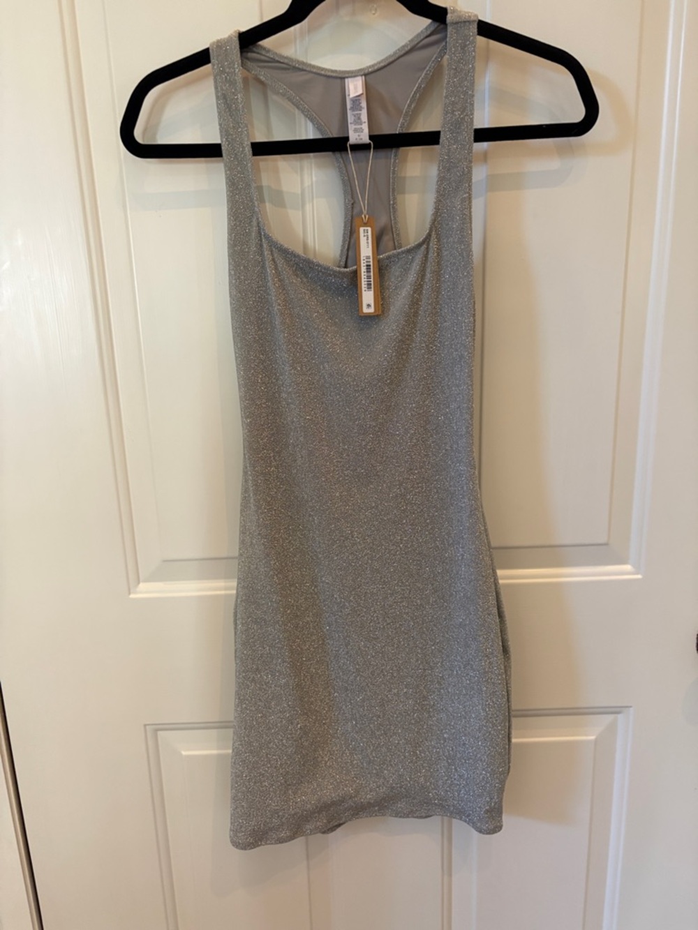NWT ✨ SKIMS Glitter Swim Metallic Mini Dress Silver Size S